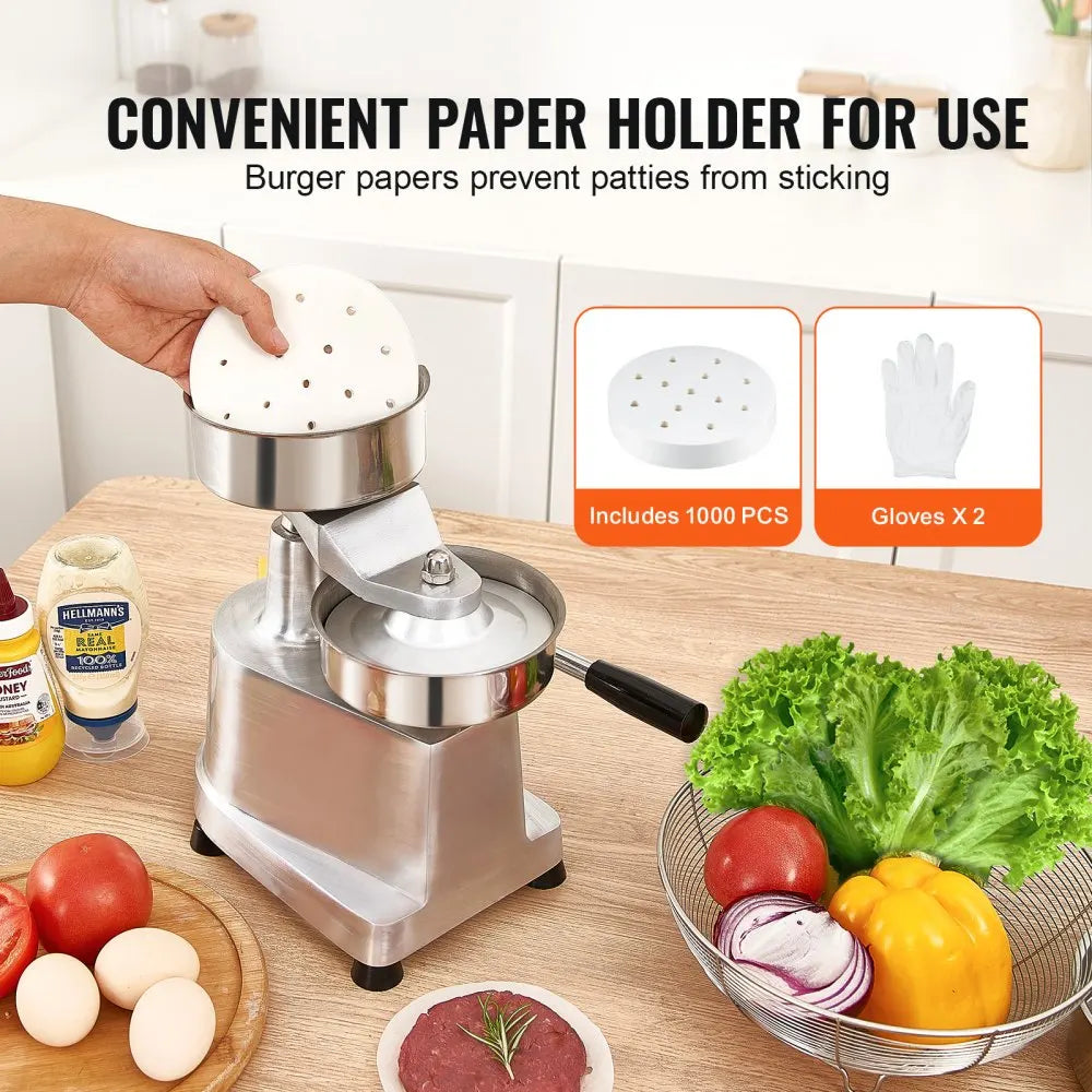 Commercial Burger Patty Maker  Hamburger Beef Patty Maker Heavy Duty Food-Grade Stainless Steel Bowl Burger Press Machine