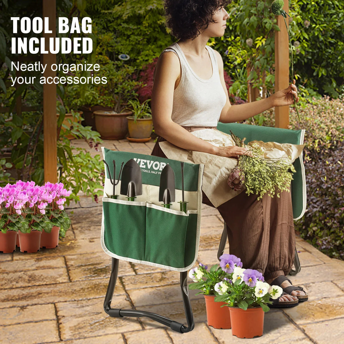Garden Kneeler and Seat 330 lbs Load Capacity 8/10" EVA Wide Pad Foldable Garden Stool  Kneeling Bench for Gardening