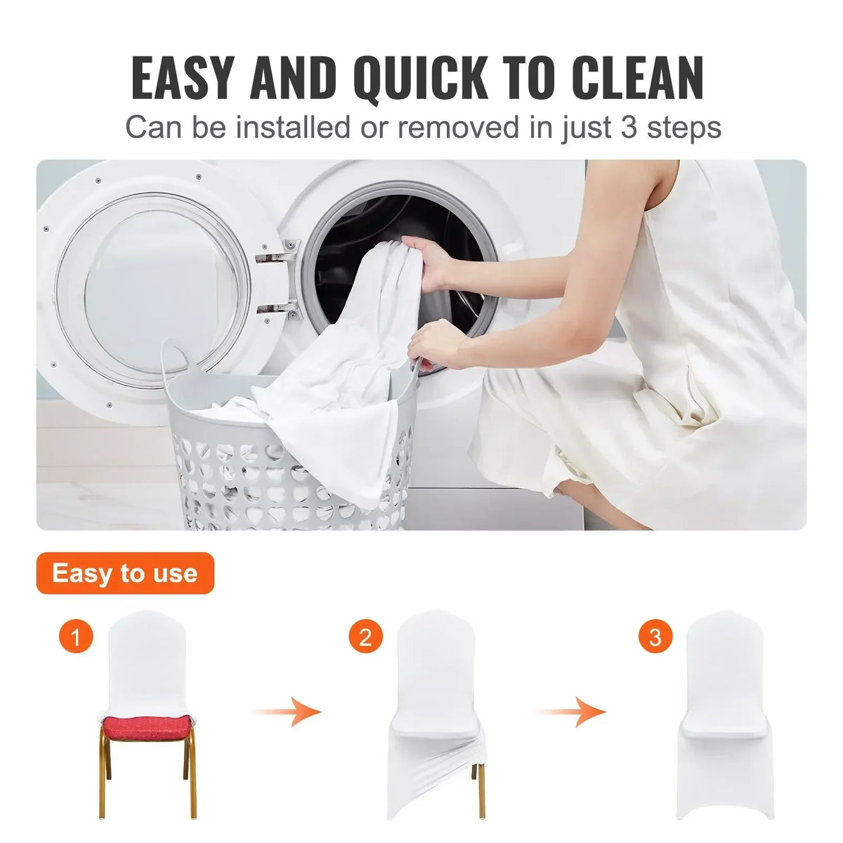50pcs Chair Covers Wedding Spandex Stretch Fabric Removable Washable Protective Slipcovers for Restaurant Hotel Universal
