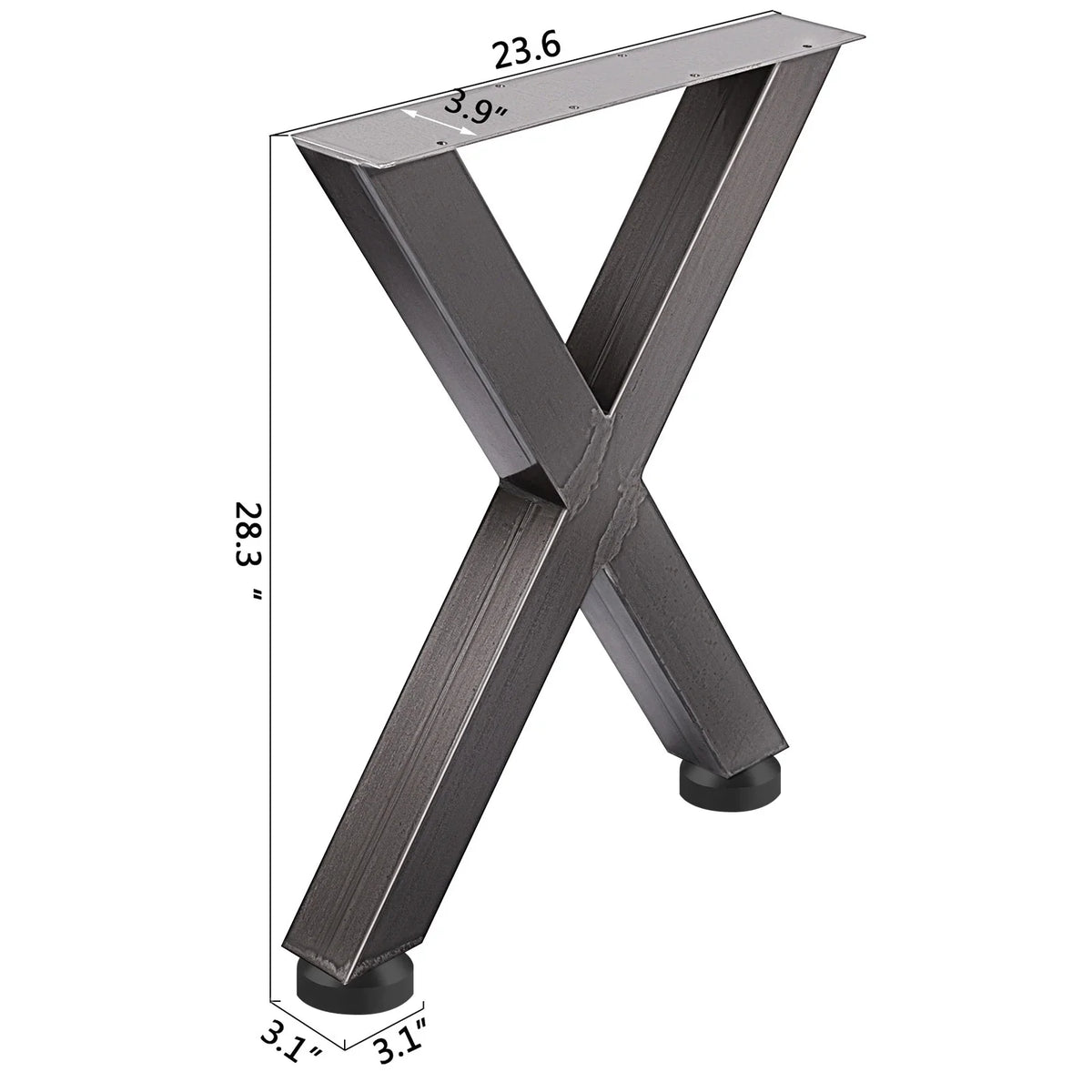 Set of 2 Steel Table Legs, Square Box Section X Frame Table Legs,for Original Color Industrial Country Style Metal Dining