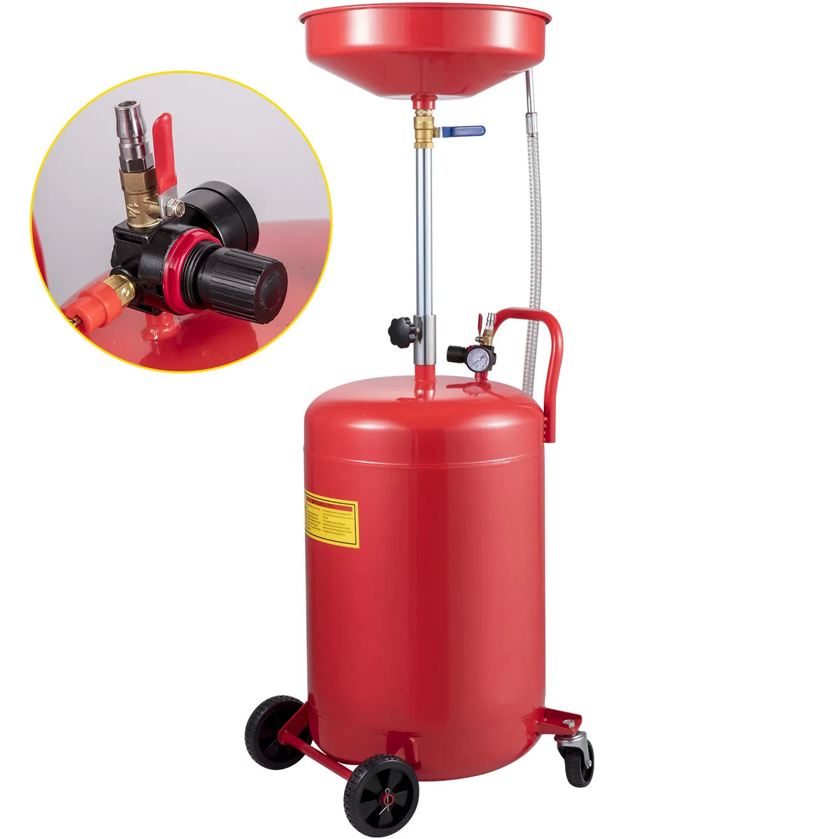 20 Gallon Portable Oil Drain Air Operated Drainer Oil Change Fluid Fuel Transfer Drainage Adjustable Funnel Height