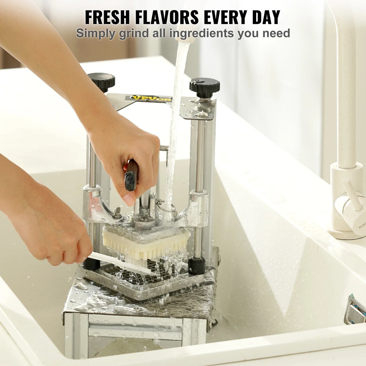 Commercial French Fry Cutter w/ 4 Replacement Blades, Different sizes Blade Chopper, 6-wedge Slicer & 6-wedge Apple Corer