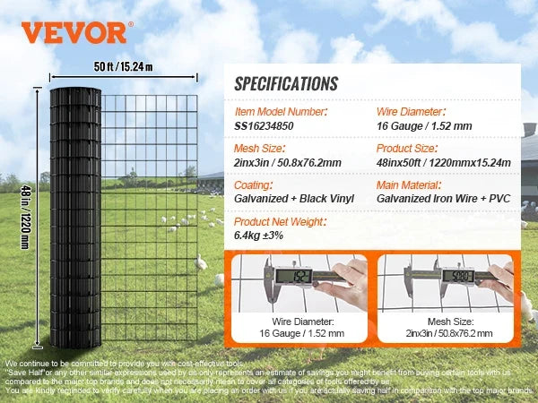 Hardware Cloth Galvanized Wire Mesh Roll Vinyl Coating Metal Wire Mesh for Chicken Coop Barrier Poultry Enclosures Black