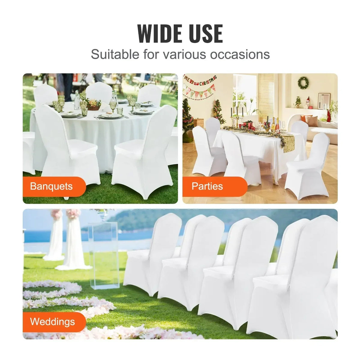 50pcs Chair Covers Wedding Spandex Stretch Fabric Removable Washable Protective Slipcovers for Restaurant Hotel Universal