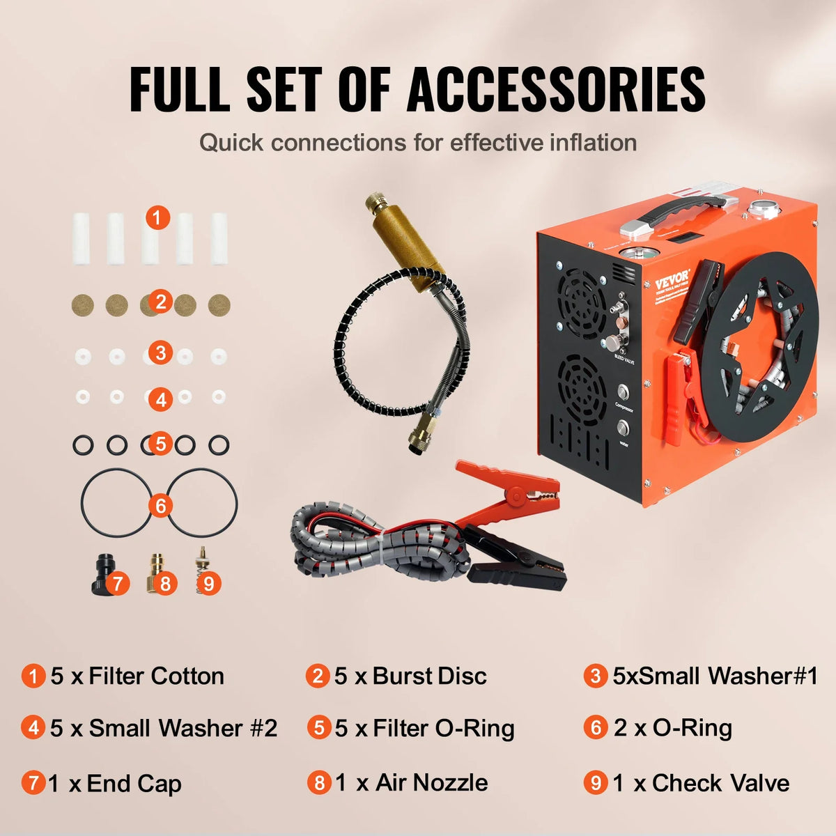 PCP Air Compressor, 4500PSI/30Mpa Portable PCP Airgun Compressor - Built-in Water and Fan Cooling System, Auto-Stop