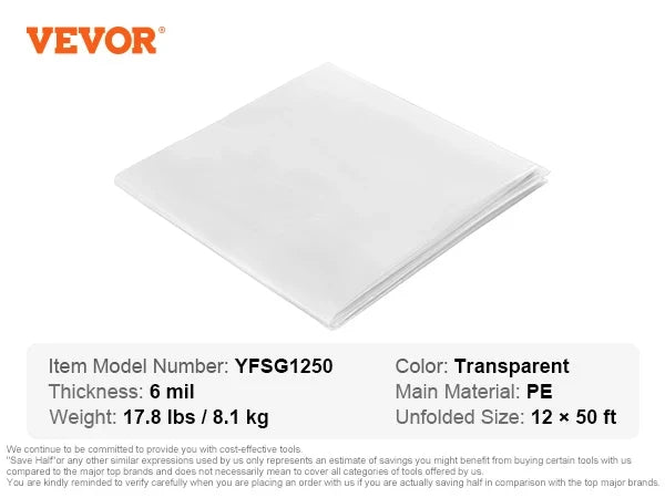 Greenhouse Plastic Sheeting Clear Greenhouse Film Polyethylene Film 4 Year UV Resistant for Gardening Farming Agriculture