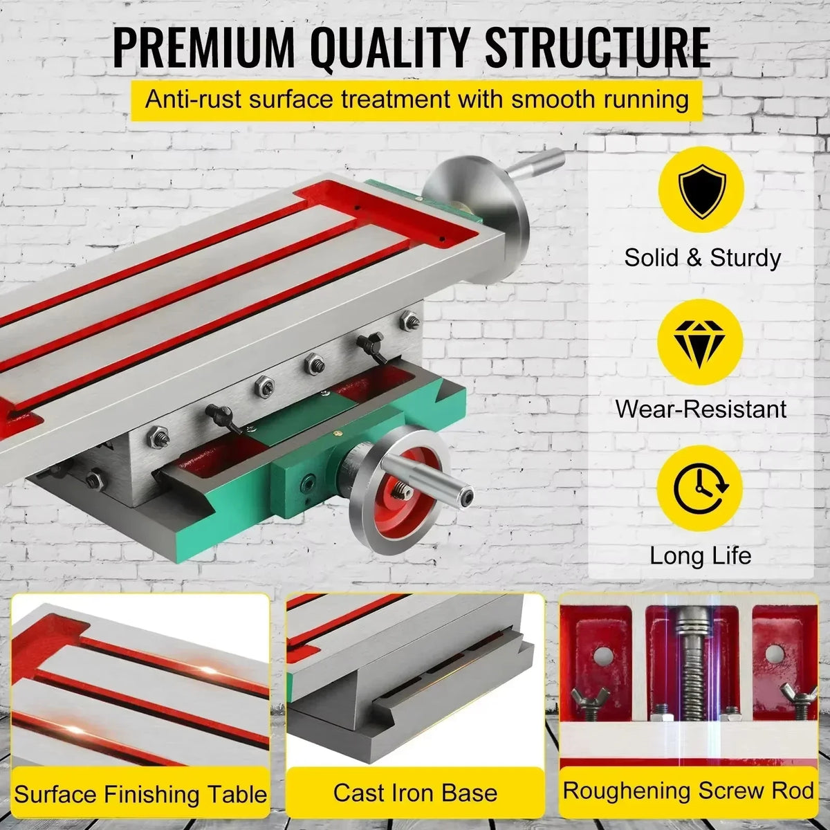 Milling Table Worktable Cross Milling Machine 17.7×6.7Inch Compound Slide Multifunction Compound 2 Axis 4 Ways Drill