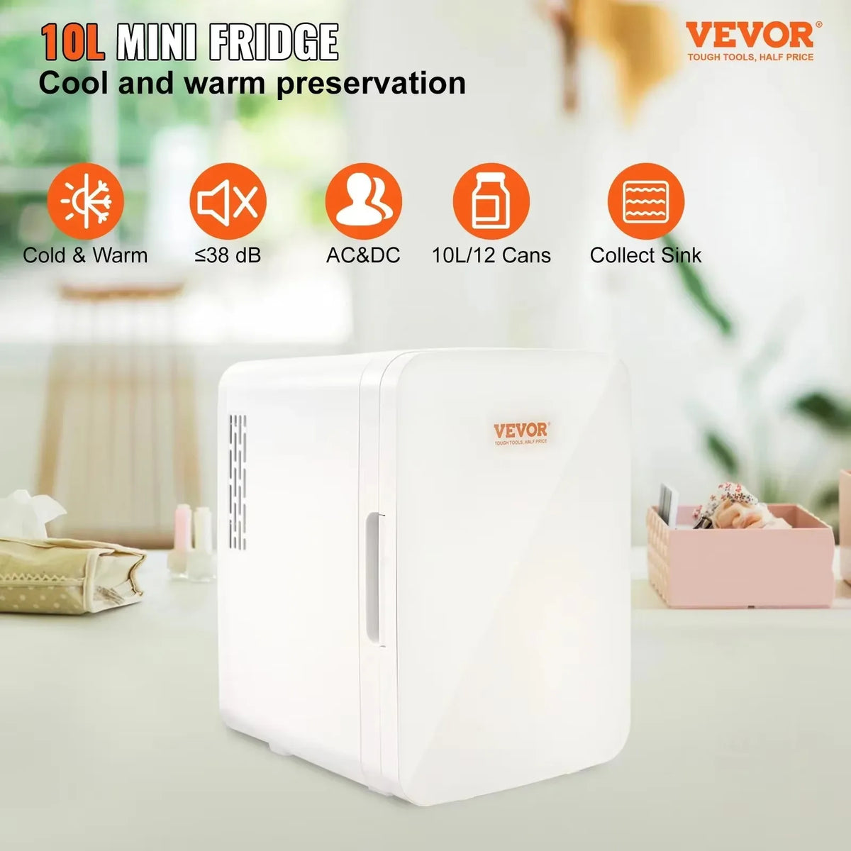 10L Car Refrigerator Mini Portable Skincare Fridge Cooling Freezer Food Drink Storage Box Container for Home Car Bar Use