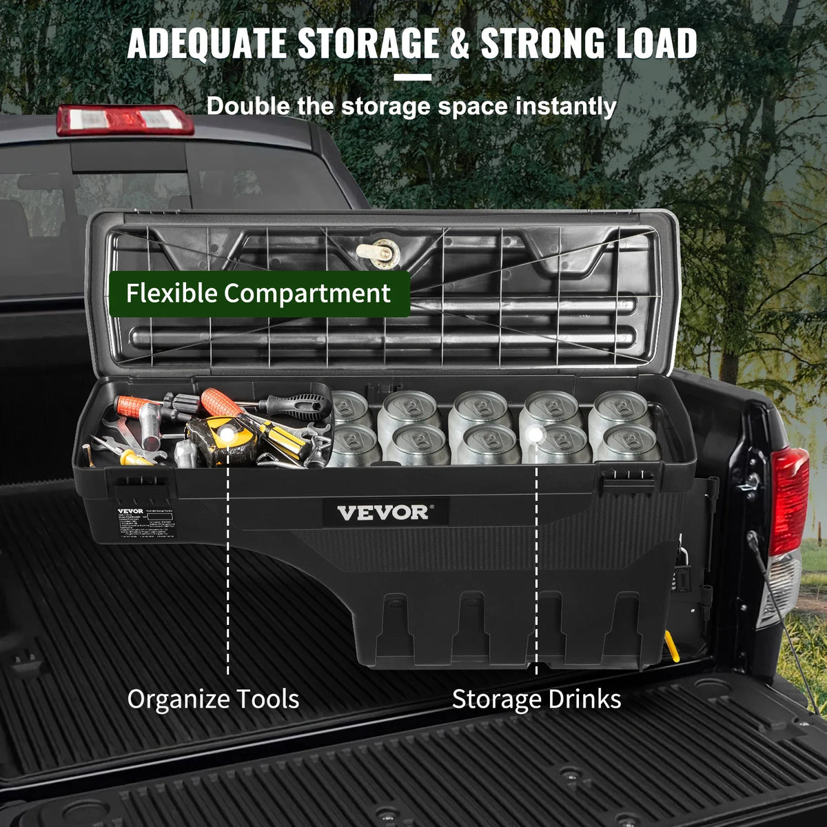 Truck Bed Storage Box, Lockable Lid, Waterproof ABS Wheel Well Tool Box 6.6 Gal/20 L Compatible with Tundra 2007-2021
