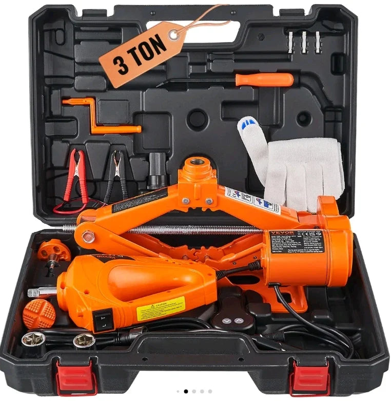 4 in 1 Electric Car Jack Set, Max 5 Ton/11023 LBS Hydraulic Jack with Electric Impact Wrench, Built-in Inflatable Pump