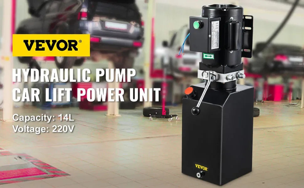 Car Mounted Hydraulic Pump 14L Quarthydraulic Pump Unit 2950Psi Dump Trailer 1 Ph Auto Repair Shop With Oil Reservoir Tan