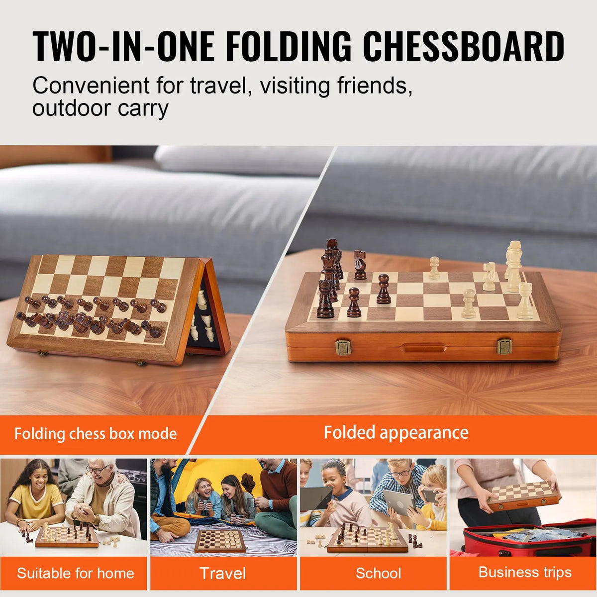 Magnetic Wooden Chess Set,2-IN-1 Chess Checkers Game Set,Folding Chess Board Games for Adults Kids,Chess Set for Beginner