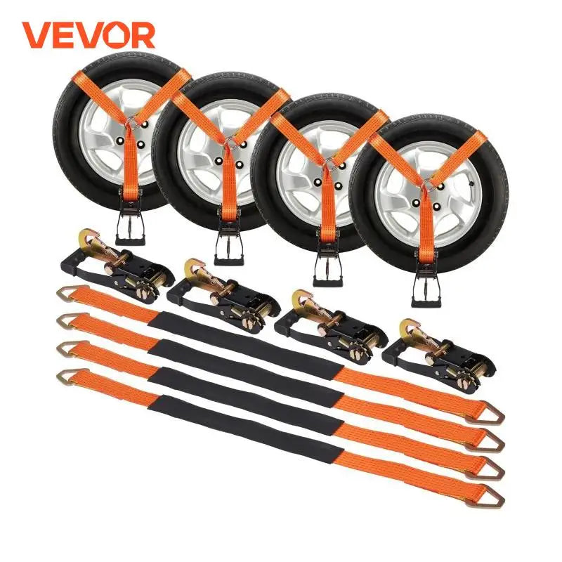 Ratchet Tie Down Straps Kit 2"x96"/120" Tire Straps Car Tie Down Straps with Snap Hooks for Passenger Car Truck Trailer
