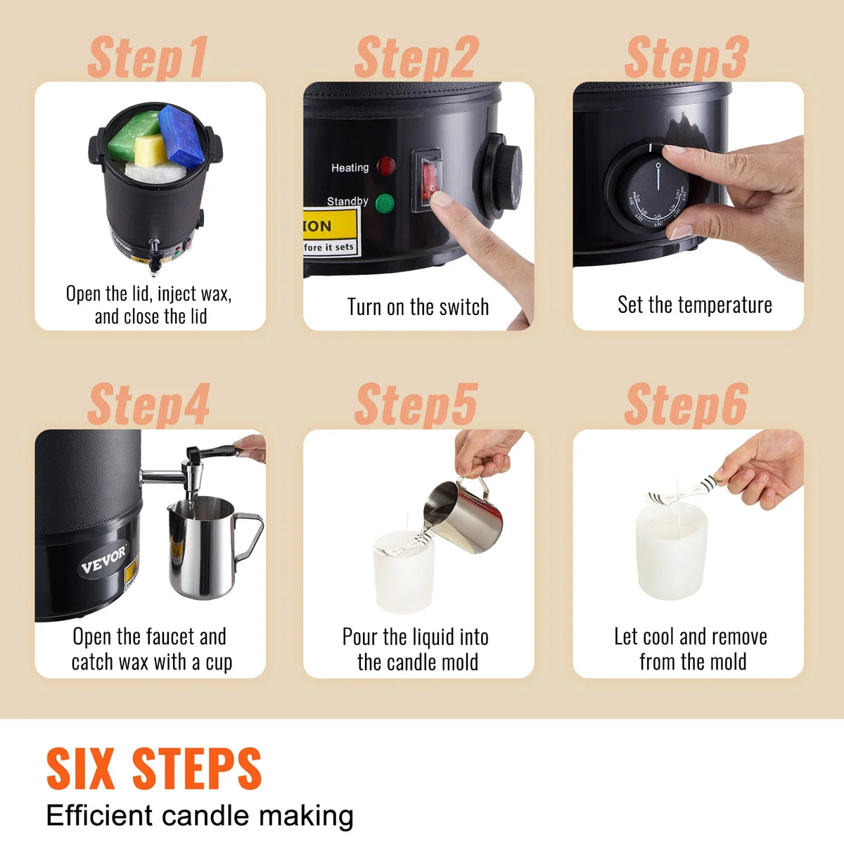 6.5L 10L Wax Melter for Candle Making Large Electric Wax Melting Pot Easy Pour Spout 9-Level Temperature Control