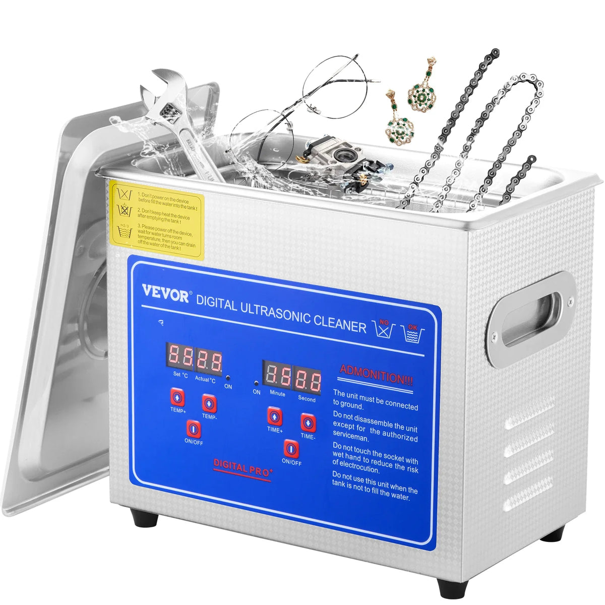 3L Ultrasonic Cleaner Machine Stainless Steel Ultrasonic Cleaning Machine Digital Heater Timer Jewelry Cleaning for Home