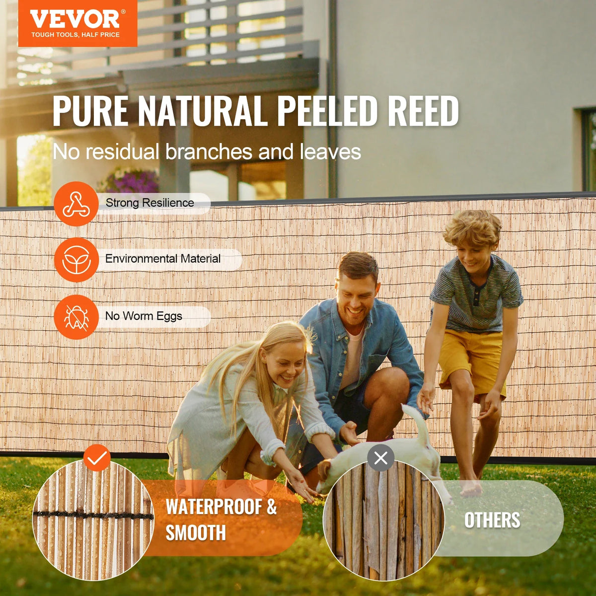 Natural Reed Fencing 5.5 ft x 16.4 ft Balcony Reed Fence Roll for Outdoor Backyard Patio Backyard Garden Fencing Divider