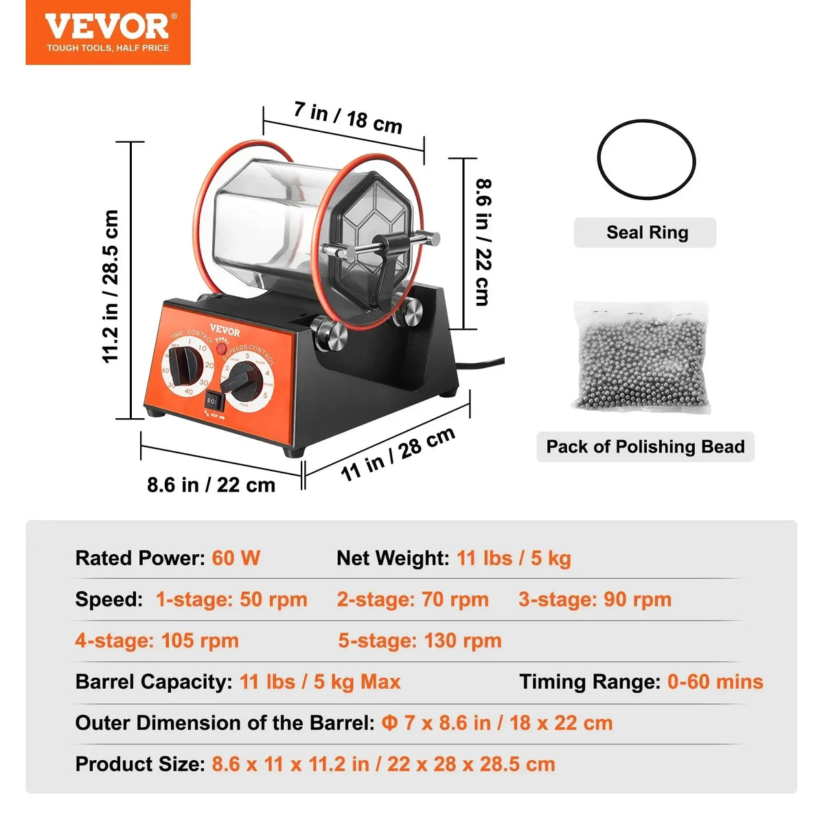 3kg Rotary Tumbler Surface Polisher Jewelry Drum Polishing Machine Gem DIY Mini-Tumbler Finishing Tools