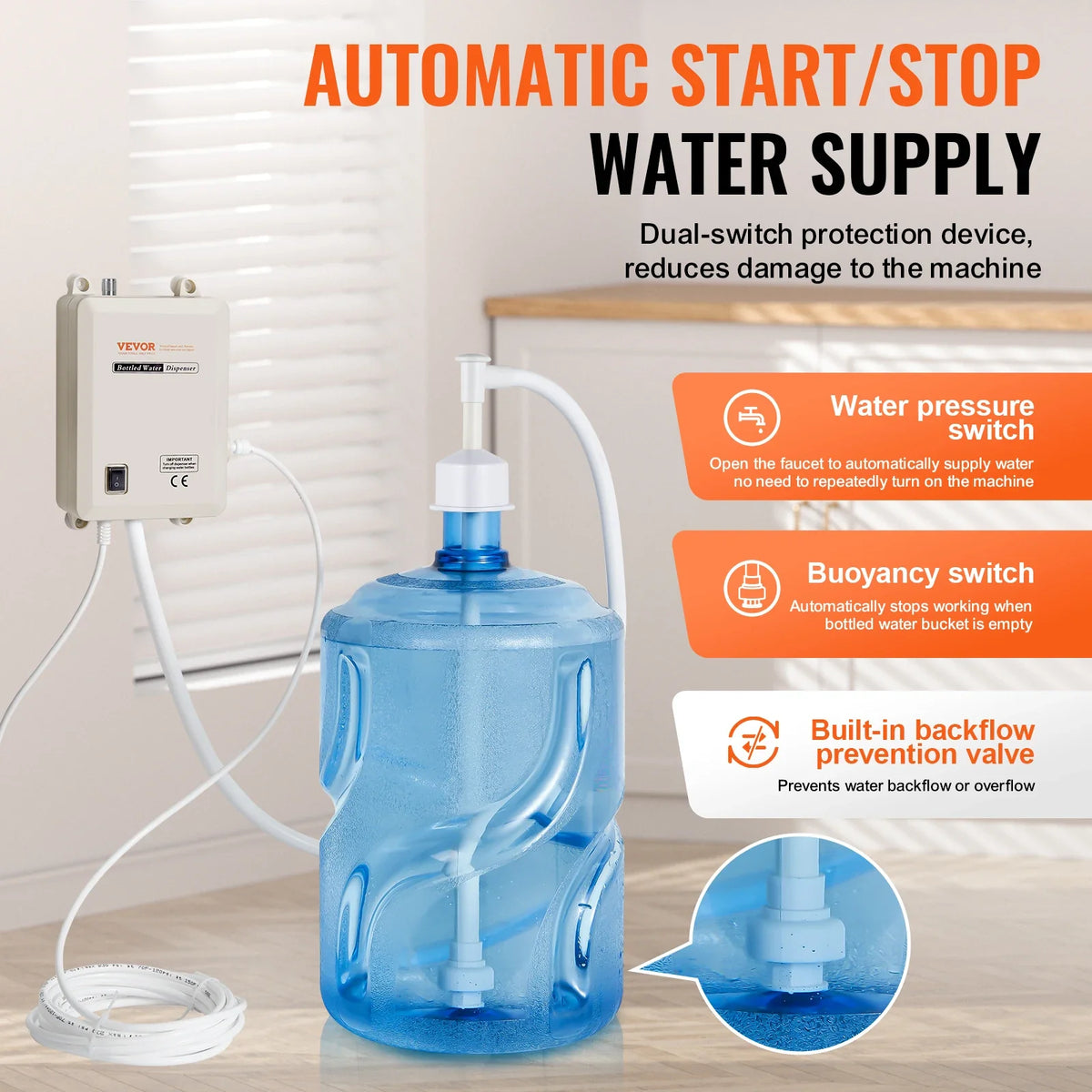 Bottled Water Dispenser Pump System, 5Gal Dispensing System,Automatic Electric Water Dispenser,Single Inlet Water Jug Pump
