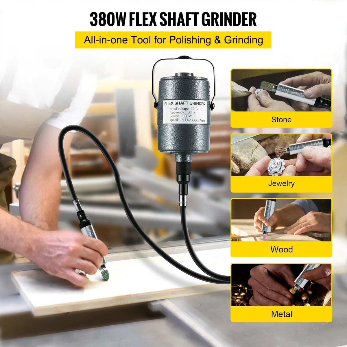 Hanging Flexshaft Mill 380/560/780W Electric Jewelry Grinding Polishing Tools Stepless Speed Stone Wood Sanding Pen Kit