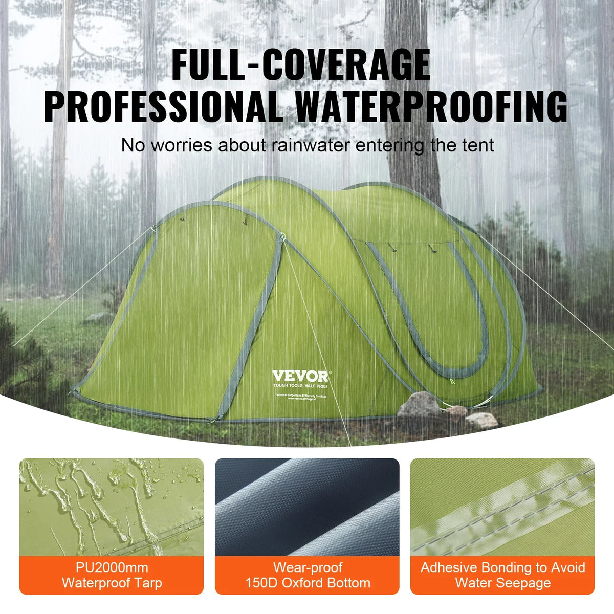Camping Tent Pop-Up Waterproof Backpacking Tent for Outdoor Family Camping/Hiking/Mountaineering Travel fit 4 Person