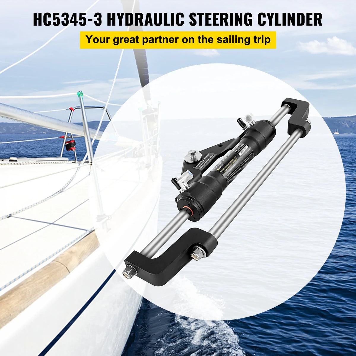 Hydraulic Steering Cylinder 300HP Without Hydraulic Hose and Helm for Outboards Boat Steering System