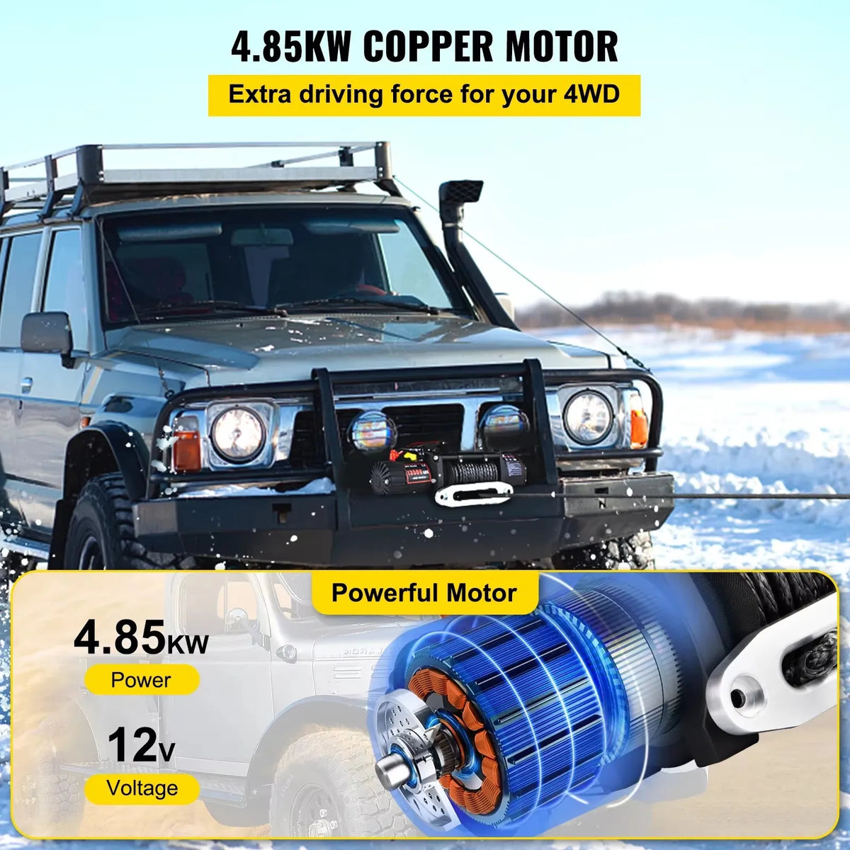 13500LBS Electric Winch 12V 27M/92FT Synthetic Rope  Lifting Treuils Hoist for 4X4 Car Trailer ATV Truck Off Road Boat