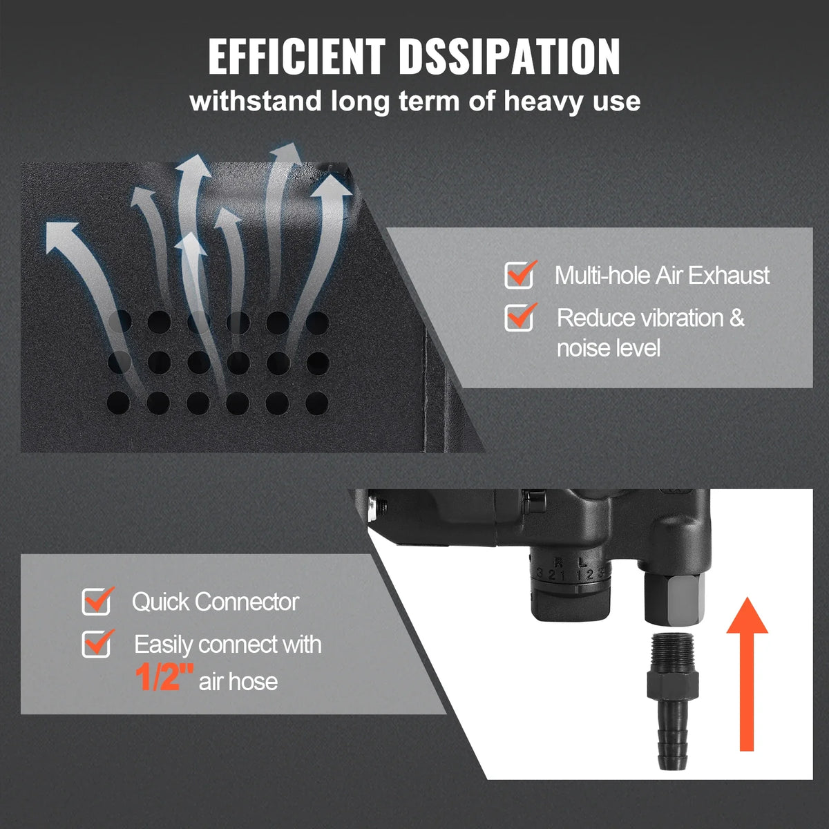 1 Inch Air Impact Wrench, Up to 2730 ft-lbs Reverse Torque Output 1" Pneumatic Impact Gun Lightweight w/ 2 Handles