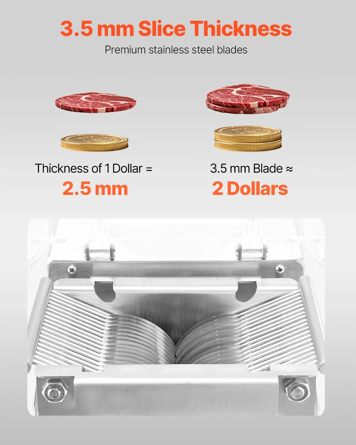 Meat Cutter Machine, 550W Meat Slicer, 350 lbs/h,Stainless Steel,2.5-10 mm Thickness,Electric Food Cutting Slicer for Home
