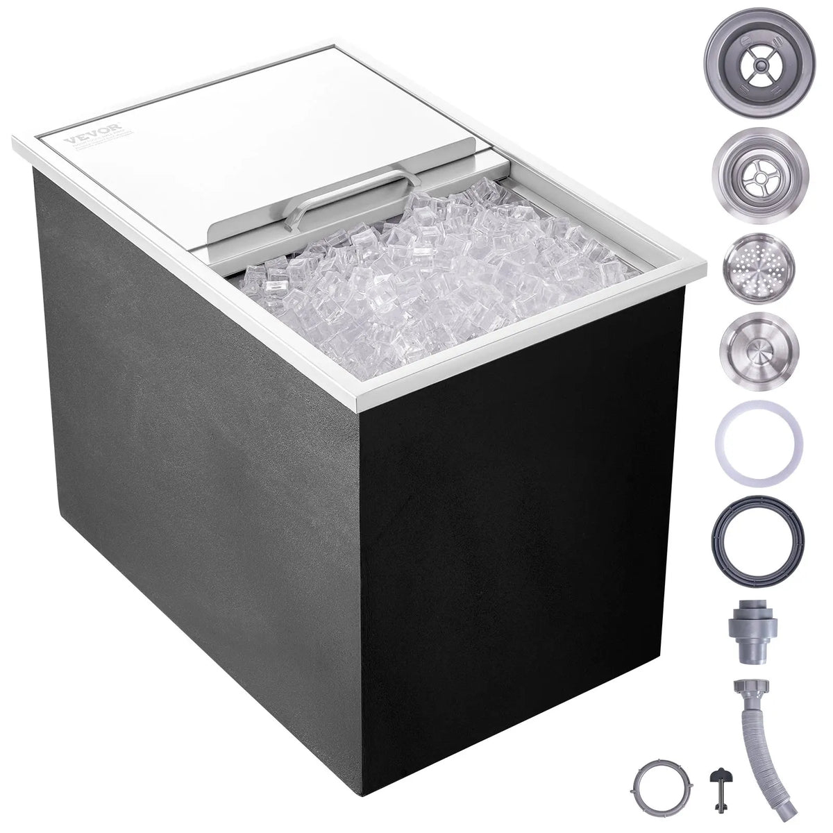 Drop in Ice Chest,Stainless Steel Ice Cooler,Ice Bin with Sliding Cover,40.9qt Outdoor Kitchen Ice Bar,for Cold Wine Beer