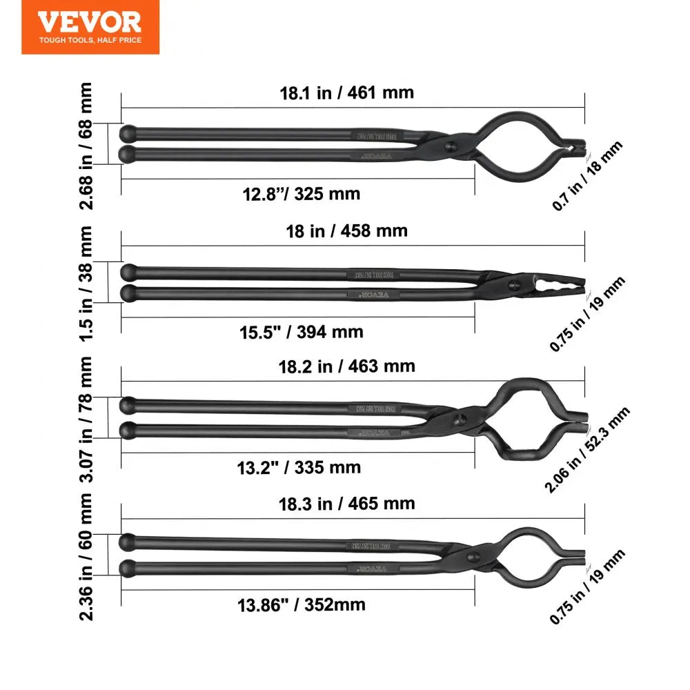 Forged Pliers Blacksmith Tongs 18''V-Bit Bolt Tongs Wolf Jaw Tongs ZV-Bit Tongs and Gripping Tongs Carbon Steel Forge Tong