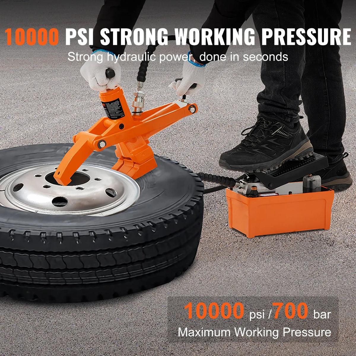 10000 PSI Tire Bead Breaker with Metal Foot Pump Heavy-duty Steel Hydraulic  Bead Breaker Tool for Tractors Trucks Buses
