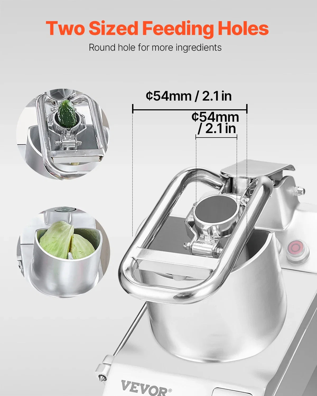 Food Processor & Vegetable Chopper,2 Feeding Holes Food-Grade Stainless Steel Food Processor Chopper w/Detachable 6 Blades