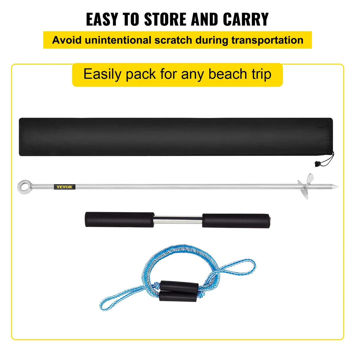 Sand Anchor, 36\" Length Auger to The Beach and Sandbar, with Removable Handle,for Jet Ski PWC Pontoon Kayak