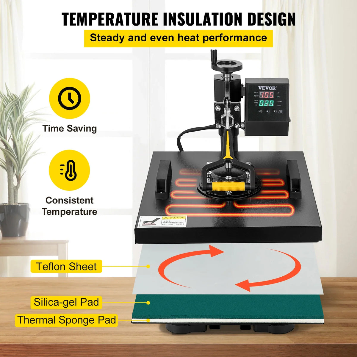 2In1 Heat Press Machine 38*38CM Multifunctional 360 Degree Swing-Away Digital Sublimation Printer Transfer DIY T-shirt Cap