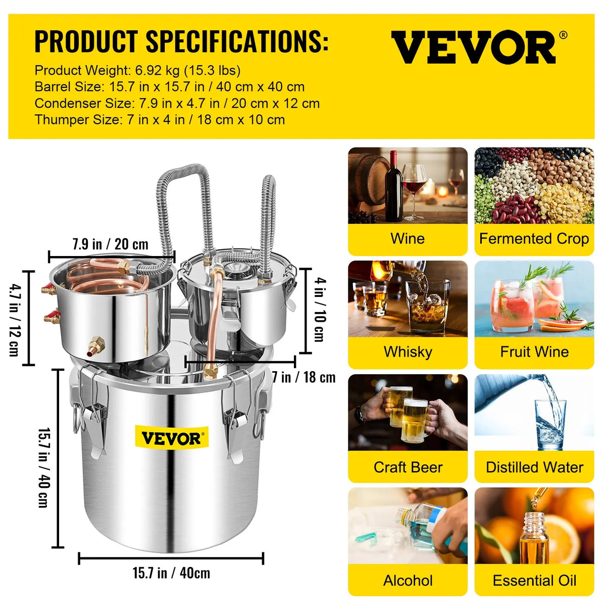 Distiller Alcohol Brewing Still 12/20/30/50L Stainless Steel Alcohol Distiller Wine Making Boiler for Whisky Beer Brandy
