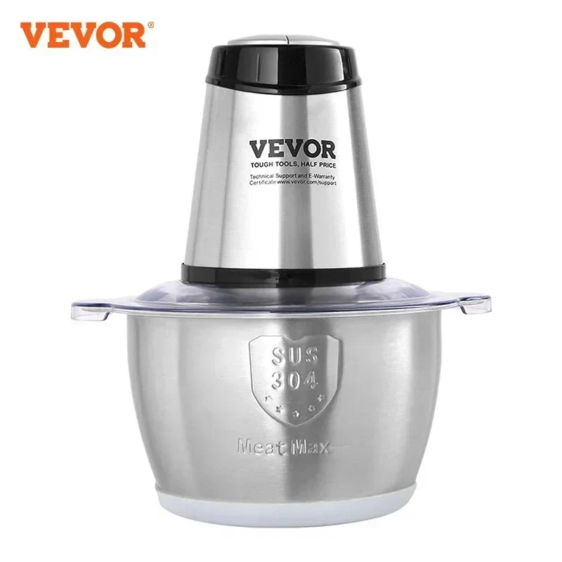 Food Processor Electric Meat Grinder with 4-Wing Stainless Steel Blades Stainless Steel Bowl for Baby Food