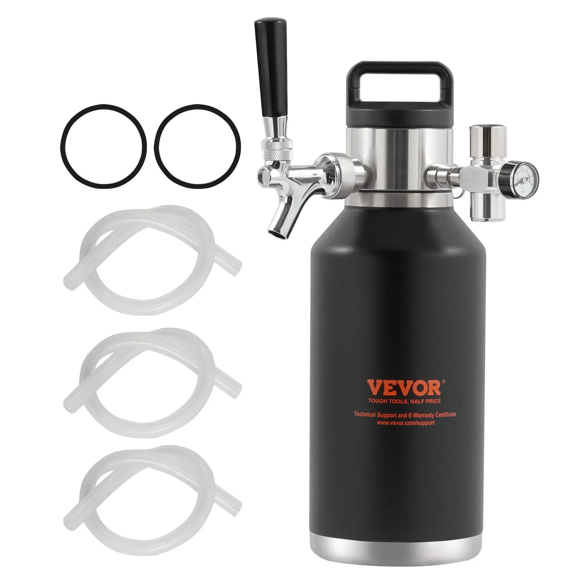 Beer Growler Tap System, 64/128 Oz Mini Keg,304 Stainless Steel Pressurized Beer Growler, Keg Growler w/ Pressure Display
