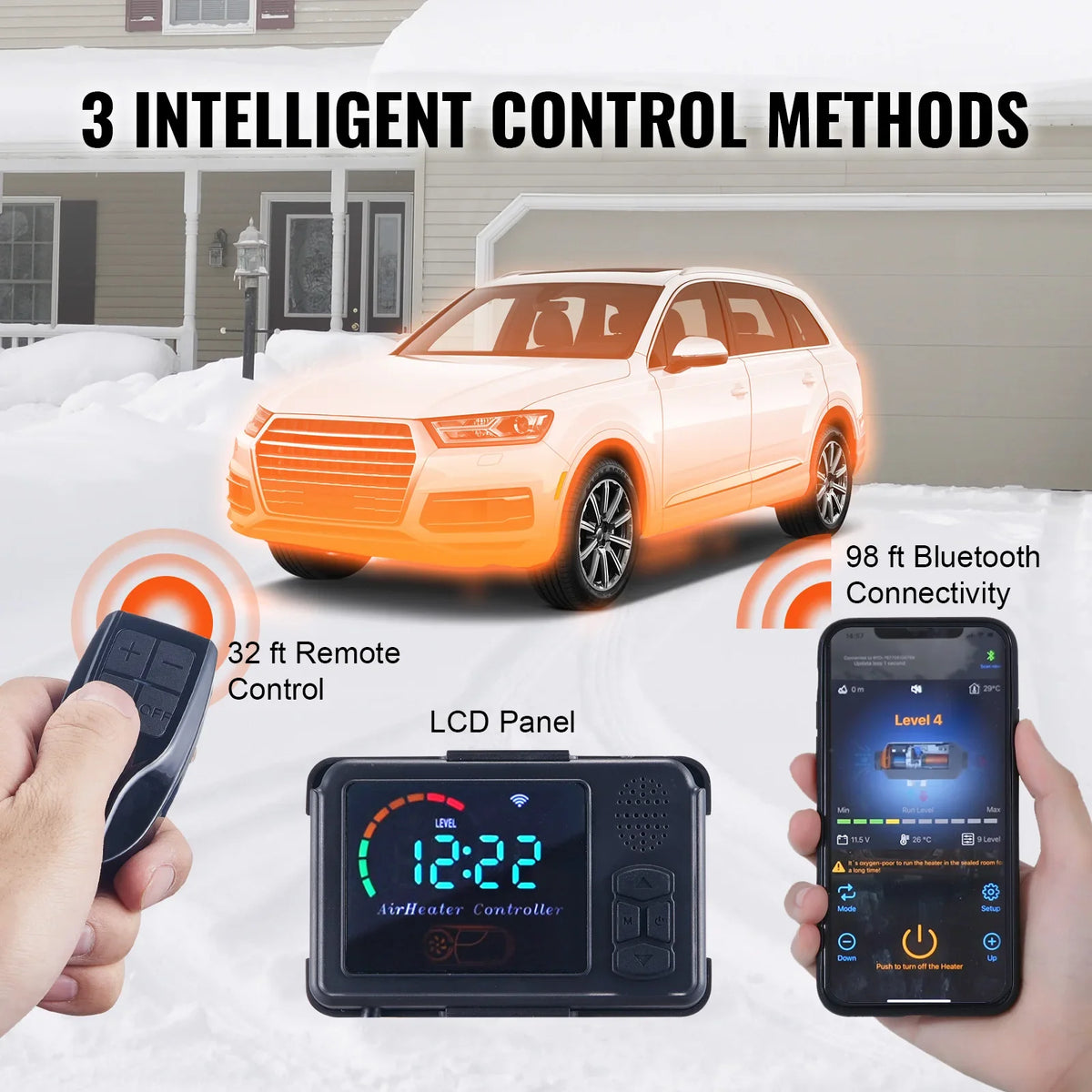 8KW Diesel Air Heater All-in-one Car Diesel Heater with  Bluetooth LCD Portable Parking Heater for RV Trailer Camper Boat