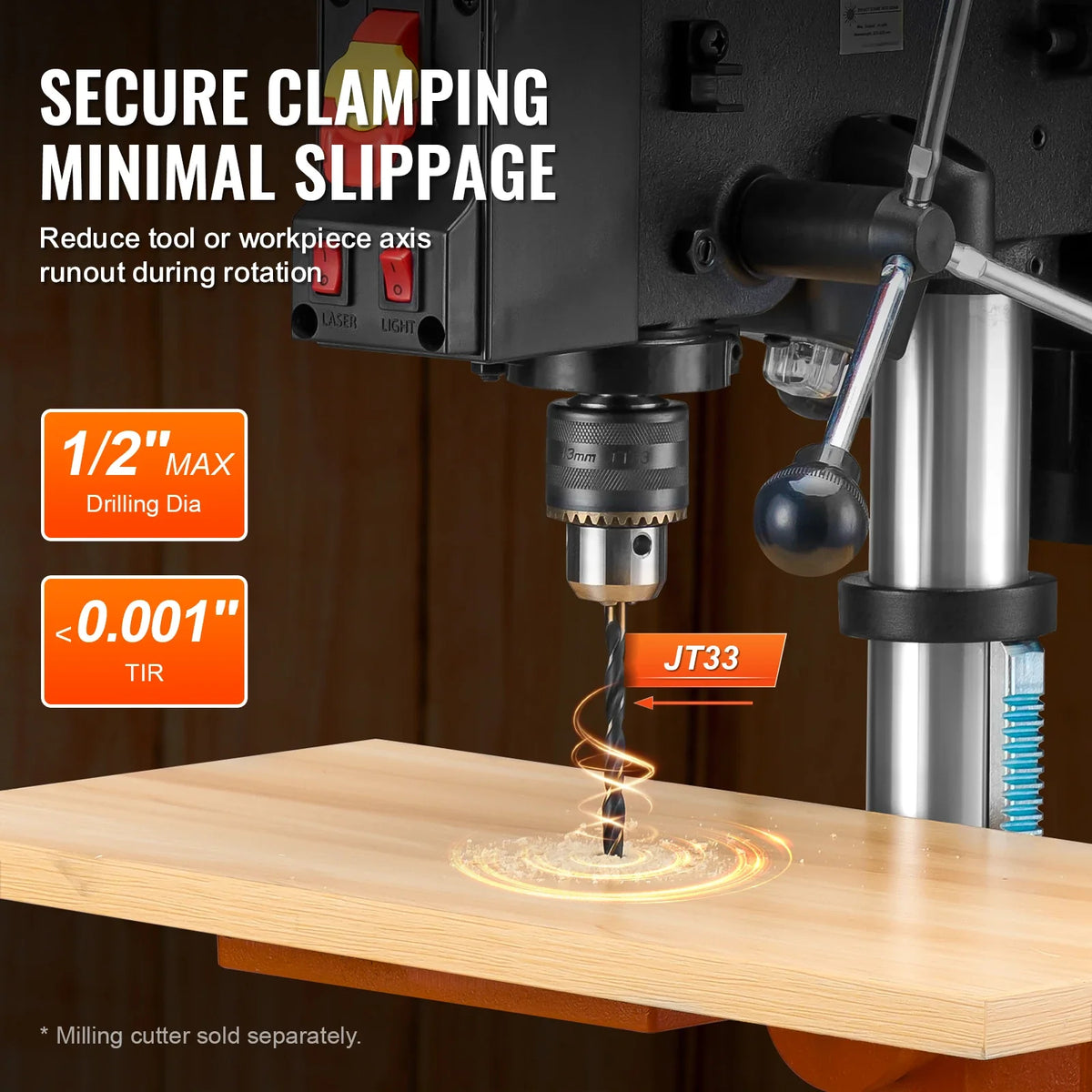 10 in Benchtop Drill Press Tabletop Drilling Machine with 610 / 940 /1500 /2150 / 2800 RPM Adjustable Speed for Wood Metal