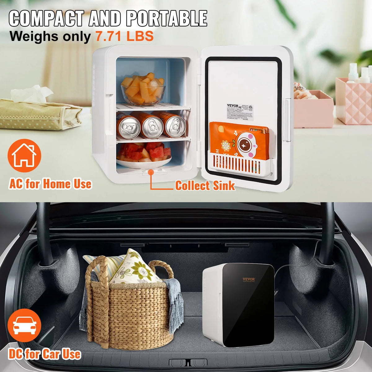 10L Car Refrigerator Mini Portable Skincare Fridge Cooling Freezer Food Drink Storage Box Container for Home Car Bar Use