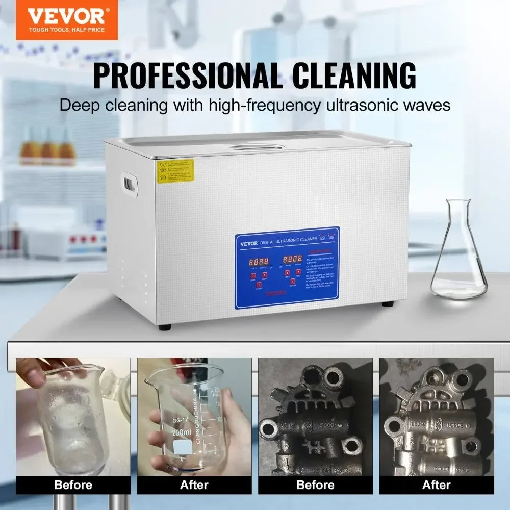 Ultrasonic Cleaner with Digital Timer - 2L to 30L Stainless Steel Tank for Jewelry, Glasses, Watches & Industrial Parts