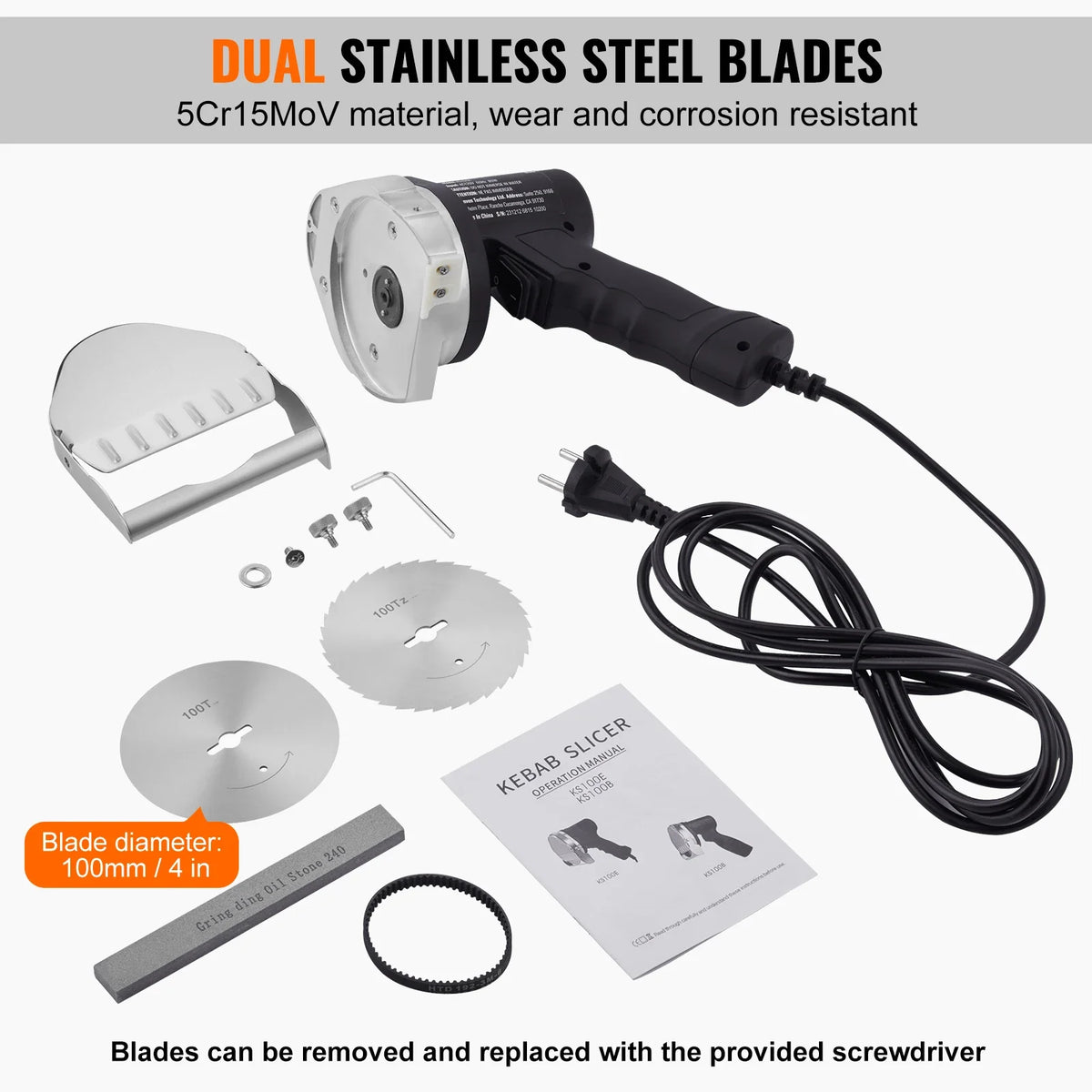Electric Shawarma Knife Professional Turkish Kebab Knife Commercial Stainless Steel Gyro Cutter Doner Kebab Meat Slicer