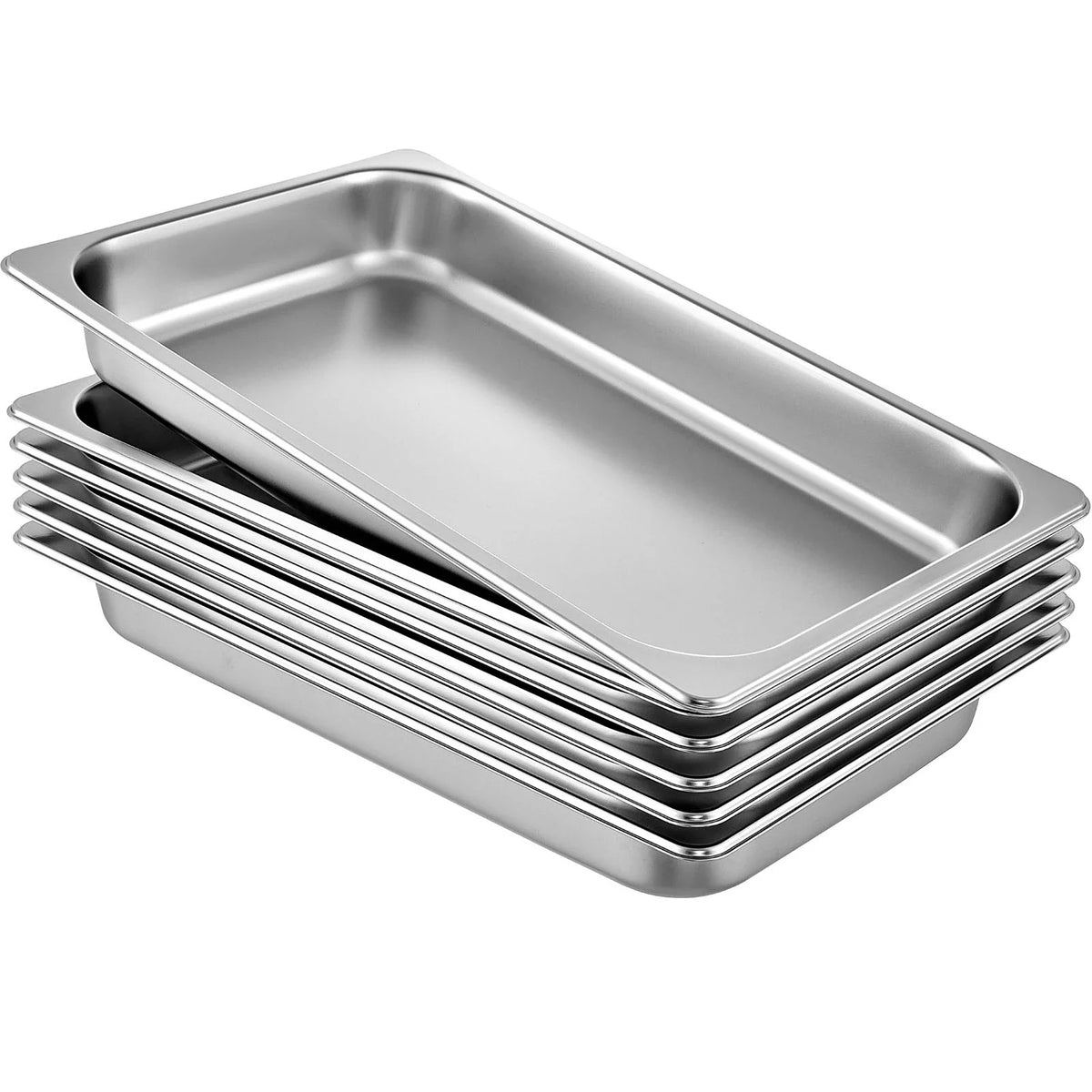 4/6 Pack Steam Table Pans Full Size Deep Food Container Stainless Steel Oven Tray Hotel Pans Anti-Jam Steam Table Food Pan