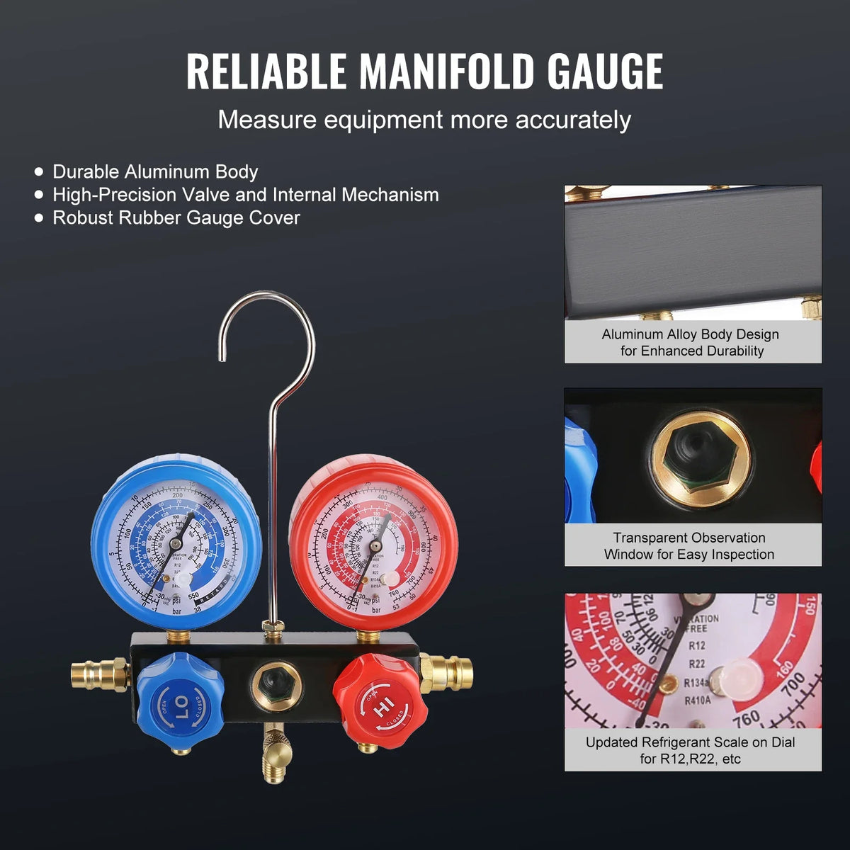 Vacuum Pump 1/5HP 3.5CFM Vacuum Pump and Manifold Gauge Set HVAC Single Stage Air Vacuum Pump for A/C Refrigerant Kits