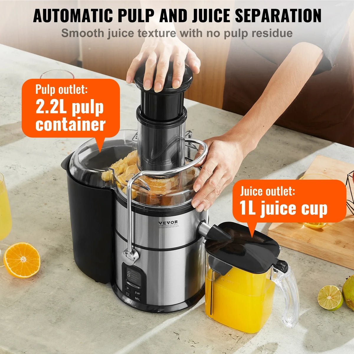 Juicer Machine 850W Motor Centrifugal Juice Extractor Easy Clean Centrifugal Big Mouth Large for Fruits and Vegetables
