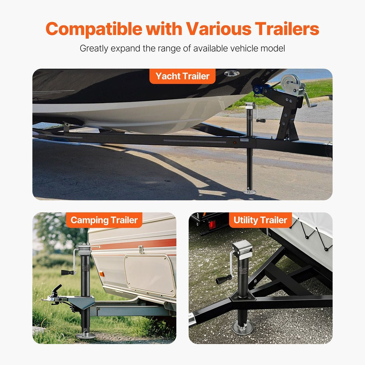 A-Frame Trailer Jack, 5000 lbs Dynamic Load Capacity, Trailer Jack Stand with Handle & Rectangular Footpad, 15-inch Vertical Travel, Suitable for RV, Horse, Utility Trailers, Yacht Trailers