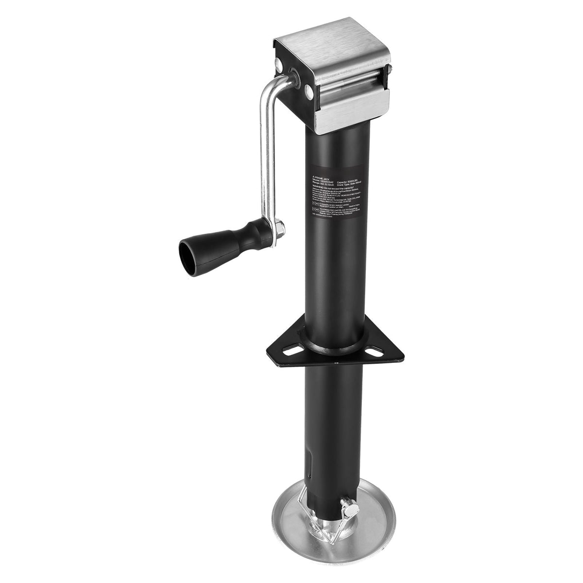 A-Frame Trailer Jack, 5000 lbs Dynamic Load Capacity, Trailer Jack Stand with Handle & Rectangular Footpad, 15-inch Vertical Travel, Suitable for RV, Horse, Utility Trailers, Yacht Trailers