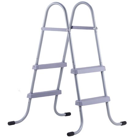 Above Ground Pool Ladder, 2-Step Steel A-Frame Swimming Pool Stairs for 33 in High Wall, 300 lbs Capacity Entry/Exit Steps with Secure Non-Slip Sturdy Wide Step, Easy Setup Outdoor, Gray