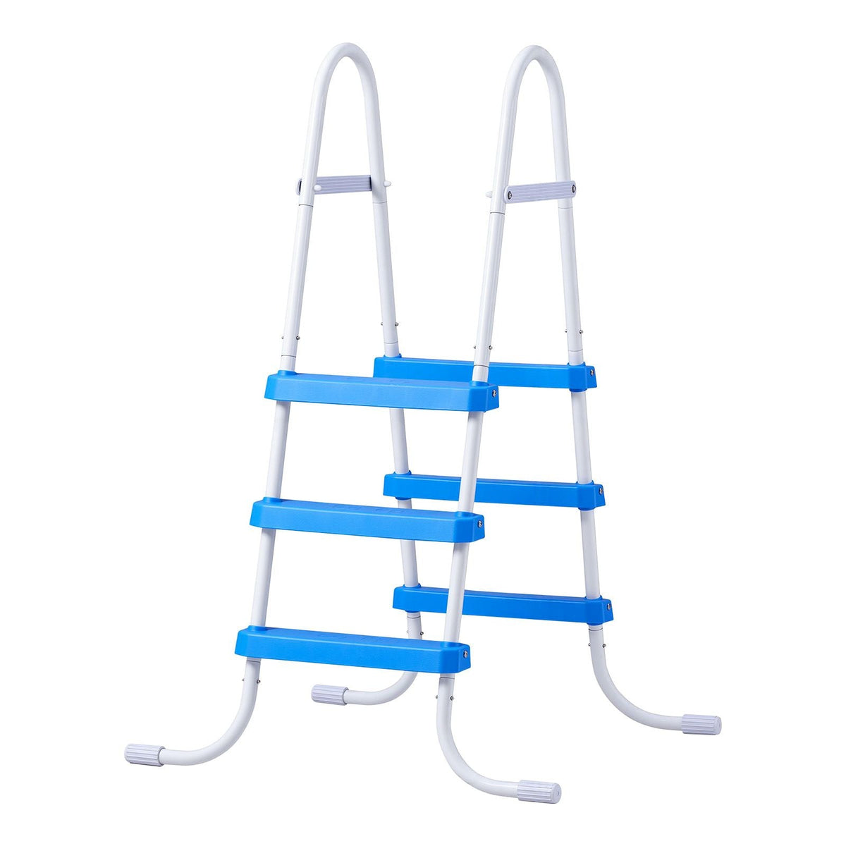 Above Ground Pool Ladder, 3-Step Steel A-Frame Swimming Pool Stairs for 36 in High Wall, 300 lbs Capacity Entry/Exit Steps with Secure Non-Slip Sturdy Wide Step, Easy Setup, White & Blue