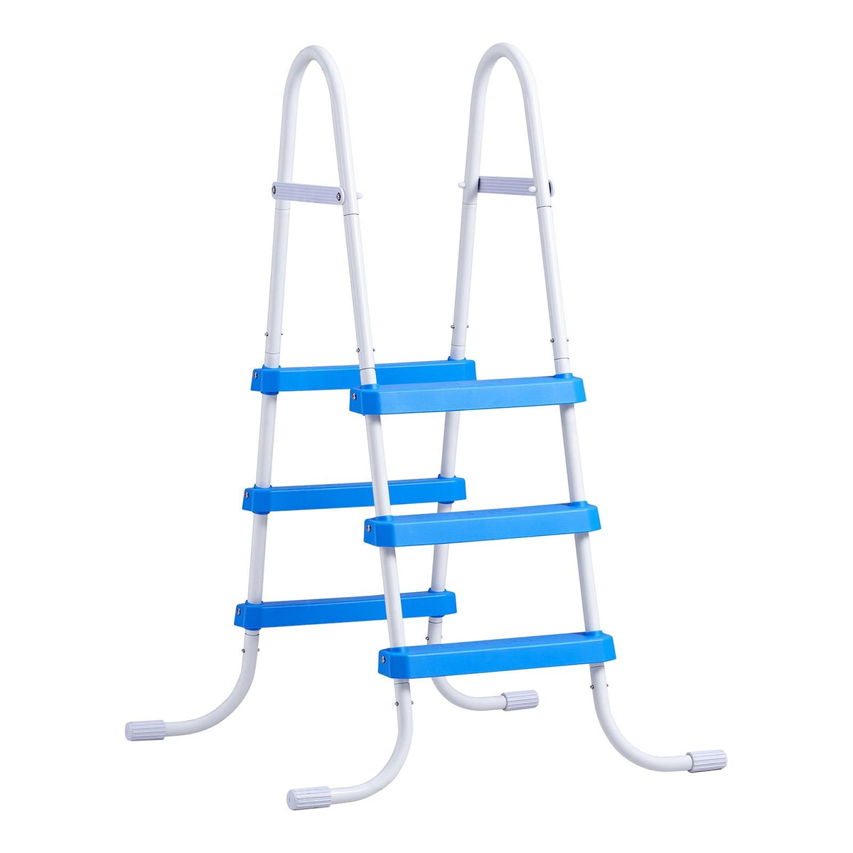Above Ground Pool Ladder, 3-Step Steel A-Frame Swimming Pool Stairs for 36 in High Wall, 300 lbs Capacity Entry/Exit Steps with Secure Non-Slip Sturdy Wide Step, Easy Setup, White & Blue